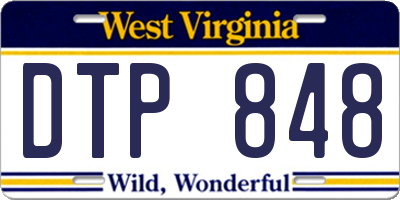 WV license plate DTP848