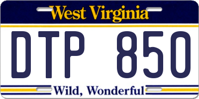 WV license plate DTP850
