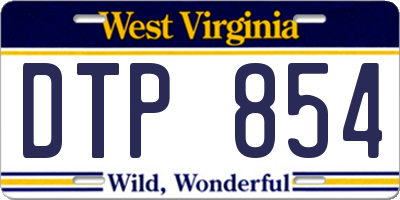 WV license plate DTP854
