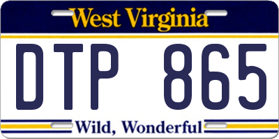 WV license plate DTP865