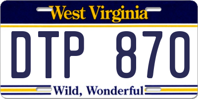 WV license plate DTP870