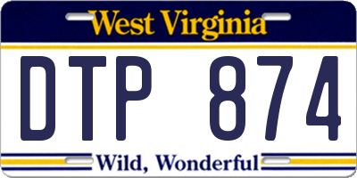 WV license plate DTP874