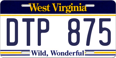 WV license plate DTP875
