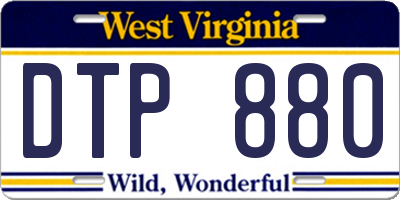 WV license plate DTP880