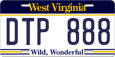 WV license plate DTP888