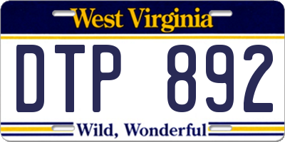 WV license plate DTP892