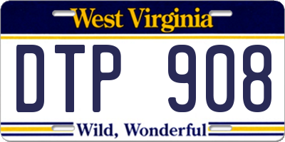 WV license plate DTP908