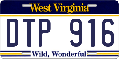 WV license plate DTP916
