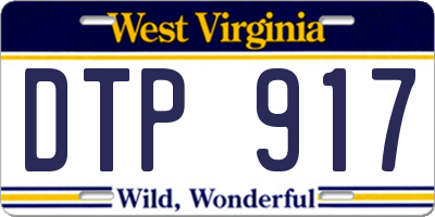 WV license plate DTP917