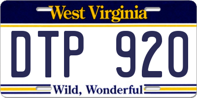 WV license plate DTP920