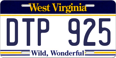 WV license plate DTP925