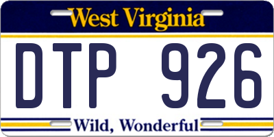 WV license plate DTP926