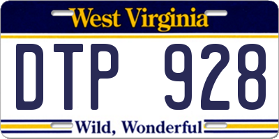 WV license plate DTP928