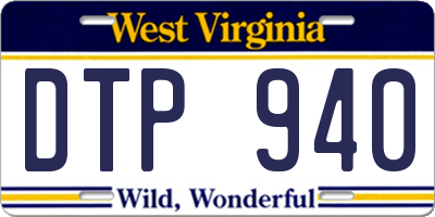 WV license plate DTP940