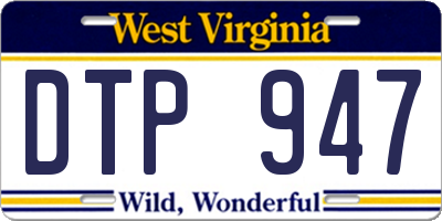 WV license plate DTP947
