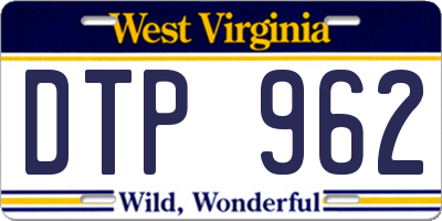 WV license plate DTP962
