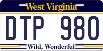 WV license plate DTP980
