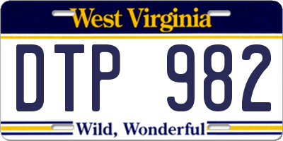WV license plate DTP982
