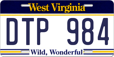 WV license plate DTP984