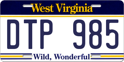WV license plate DTP985