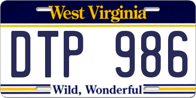 WV license plate DTP986