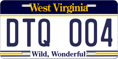 WV license plate DTQ004