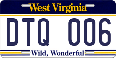 WV license plate DTQ006