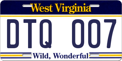 WV license plate DTQ007