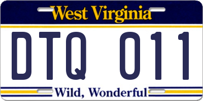 WV license plate DTQ011