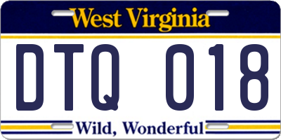 WV license plate DTQ018