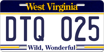 WV license plate DTQ025