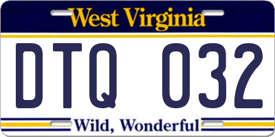 WV license plate DTQ032