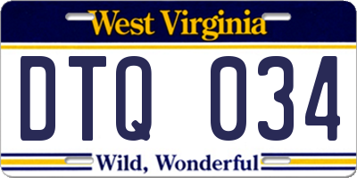WV license plate DTQ034