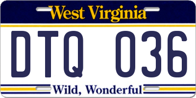 WV license plate DTQ036