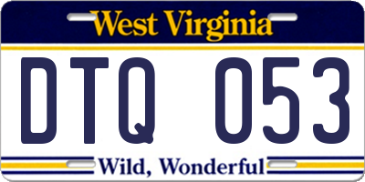WV license plate DTQ053