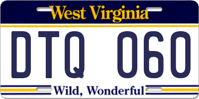 WV license plate DTQ060