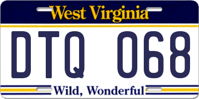 WV license plate DTQ068