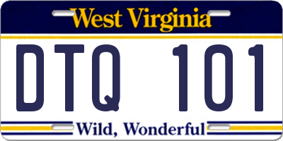 WV license plate DTQ101