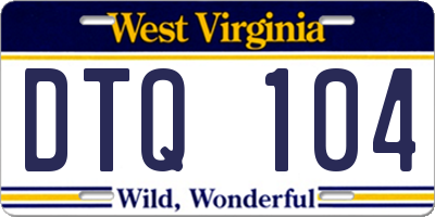 WV license plate DTQ104