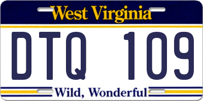 WV license plate DTQ109