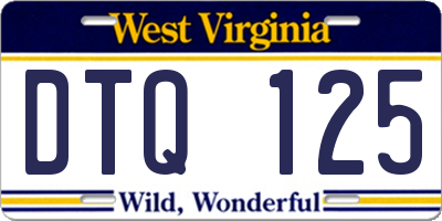 WV license plate DTQ125
