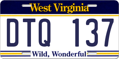 WV license plate DTQ137