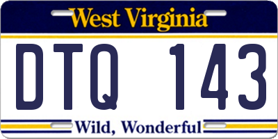 WV license plate DTQ143