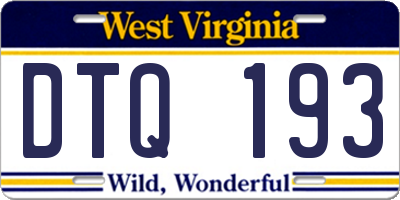 WV license plate DTQ193