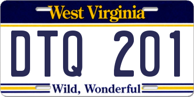 WV license plate DTQ201