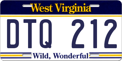 WV license plate DTQ212