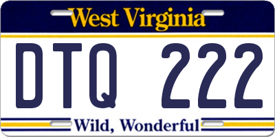 WV license plate DTQ222