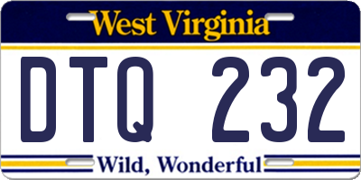 WV license plate DTQ232