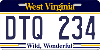WV license plate DTQ234