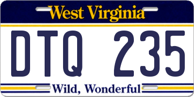 WV license plate DTQ235